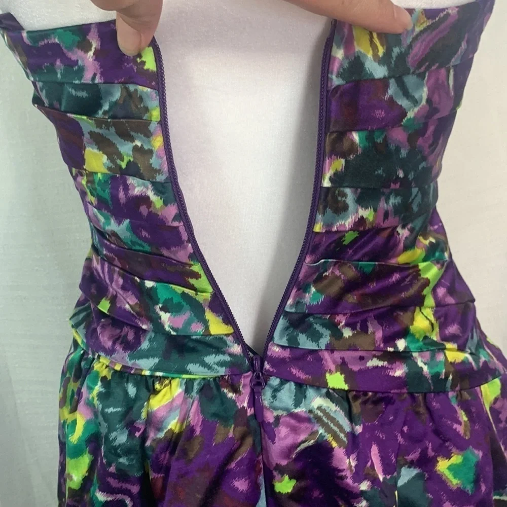 BCBGMAXAZRIA Purple Floral Mini Dress w/ Optional Straps- NWT